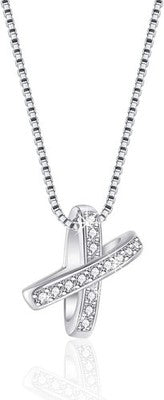 Viwind 925 Sterling Silver Alphabet X Pendant Necklace for Women