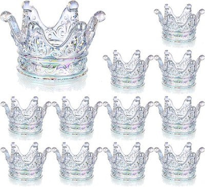 Glasseam Tealight Candle Holders Set of 12 Iridescent Crown Glass Decor