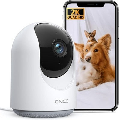 GNCC P1Pro 2K Indoor WiFi Security Camera 360 Pan Tilt 2-Way Audio Alexa Ready