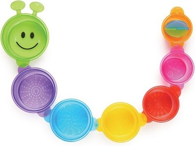 Munchkin Caterpillar Spillers Bath Toy, 7 Stacking Cups For Kids - Multi-Colour