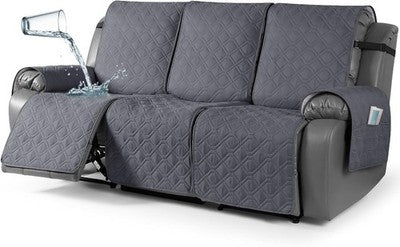 TAOCOCO Waterproof Recliner Chair Cover 3 Seater Non Slip Pocket BluishGrey