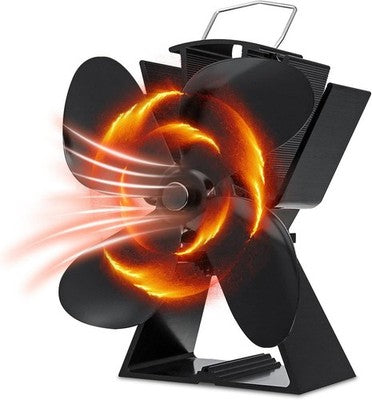 Maxesla Heat Powered Stove Fan 4 Blades for Wood/Log Burner Fireplace