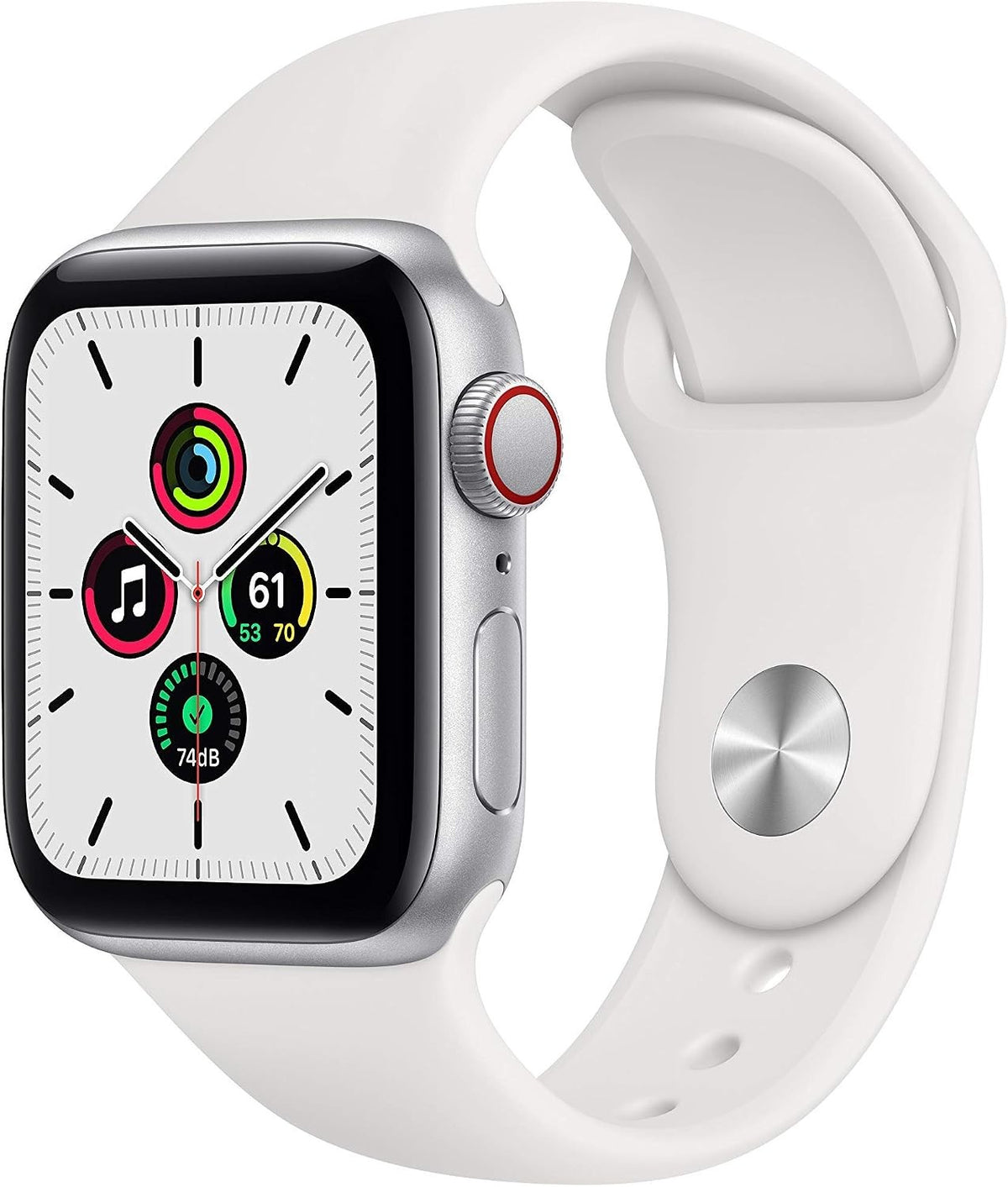 Apple Watch SE (GPS, 40mm) Silver Aluminium Case + White Strap