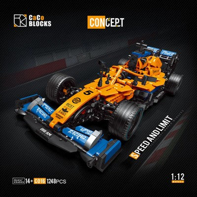 CACO Formula 1 Car Building Blocks Set Orange 1:12 1248pcs Bricks