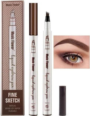 Waterproof Liquid Eyebrow Pen Micro-Fork Tip Smudgeproof - Reddish Brown