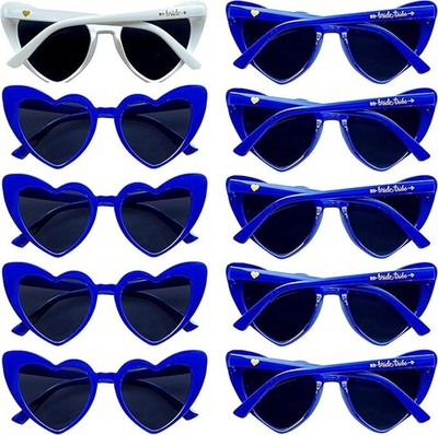 LADY&HOME 10pcs Heart Shaped Bachelorette Sunglasses Navy Blue Party Set