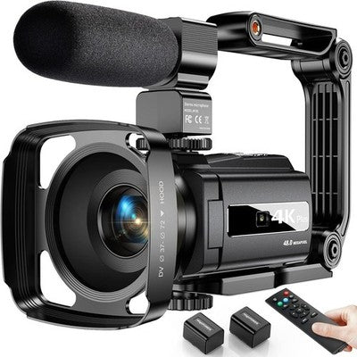 4K 48MP Video Camera Camcorder WiFi Vlogging 16X Zoom Mic Night Vision