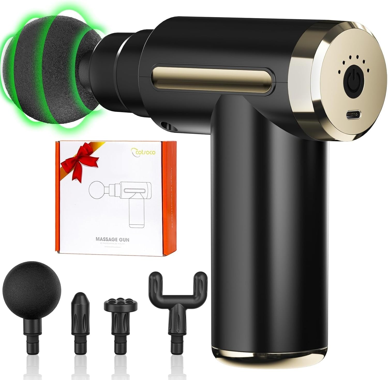 Deep Tissue Massage Gun 4 Heads 6 Speeds Cordless Muscle Massager Black