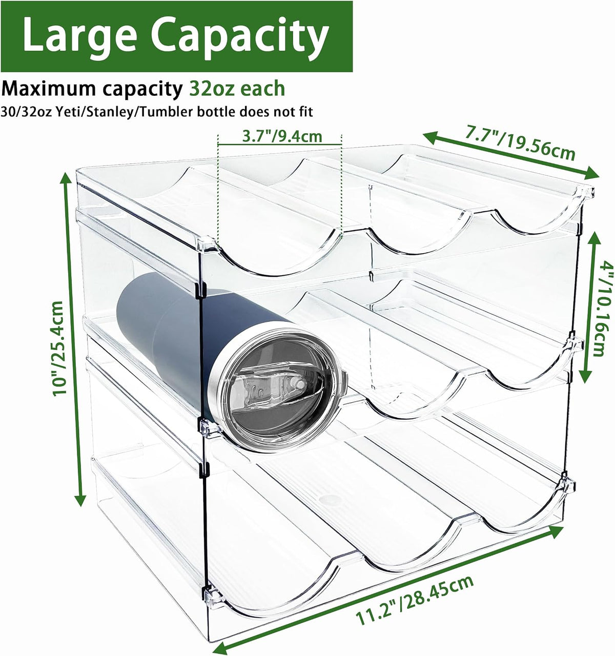 Stackable Water Bottle Storage Organiser Rack for Cupboard & Fridge