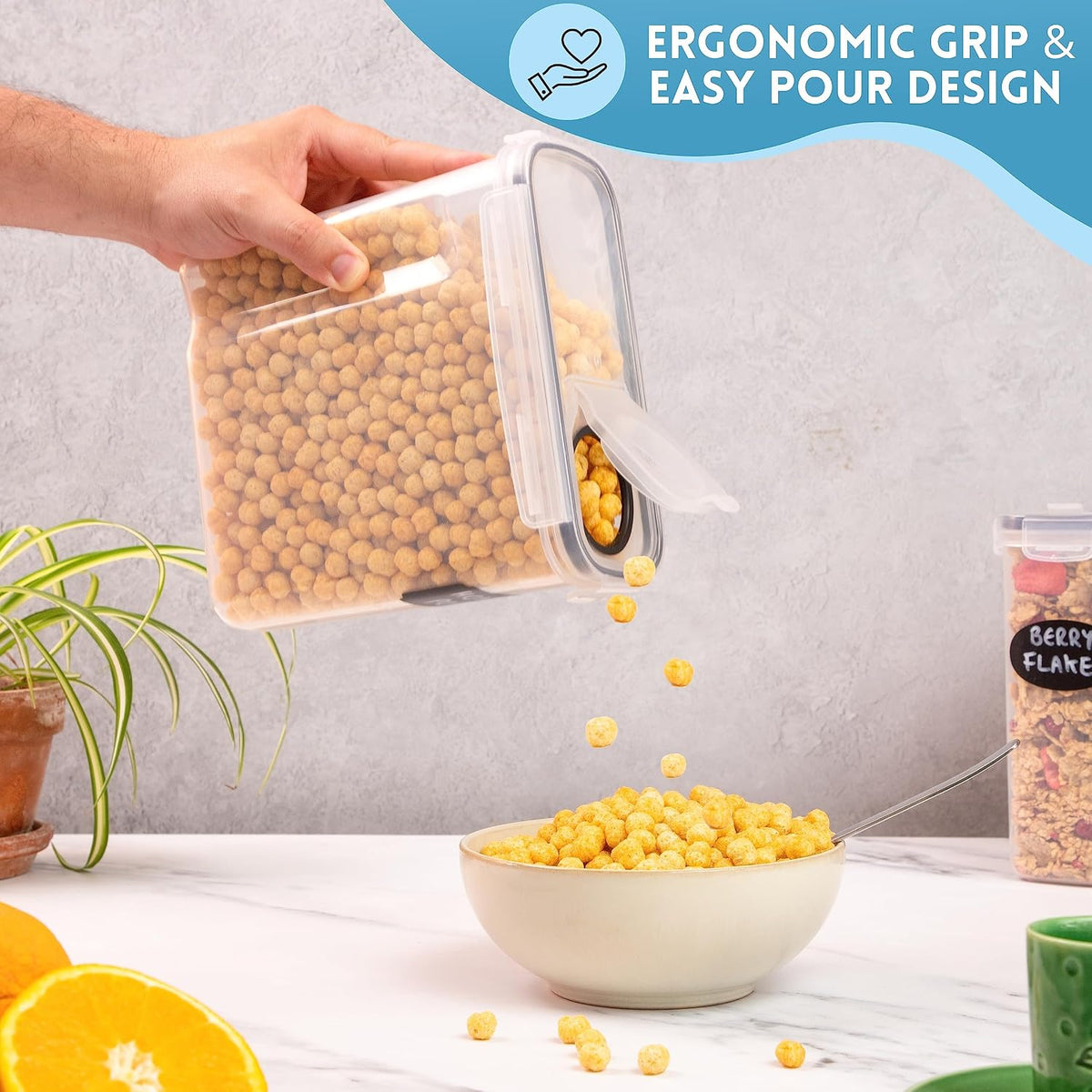 Nuovva Airtight Cereal Storage Containers Set, BPA Free Kitchen Organiser