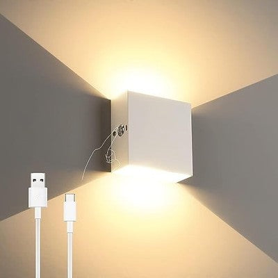 Lightess Dimmable Wall Light USB Rechargeable Up Down Lamp Warm White Decor