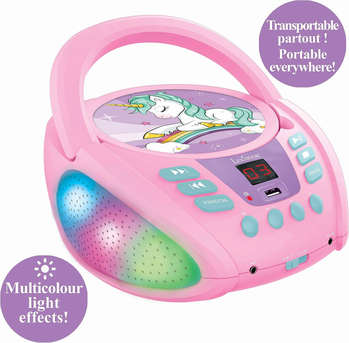 RCD109UNI Bluetooth Boombox - Unicorn