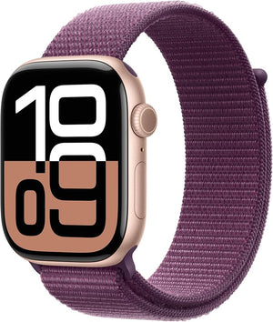 Apple Watch Series 10 (GPS, 42mm) Gold Aluminium Case + Plum Sport Loop
