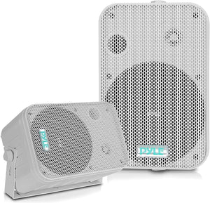 Pyle 2-Way Speaker System Pair 500W, Universal Mount, Indoor/Outdoor (White)