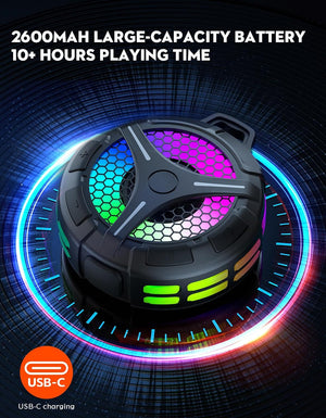 Oritzan Shower Bluetooth Speaker IPX7, Stereo Bass, RGB, 360 Sound, 15W, Mic