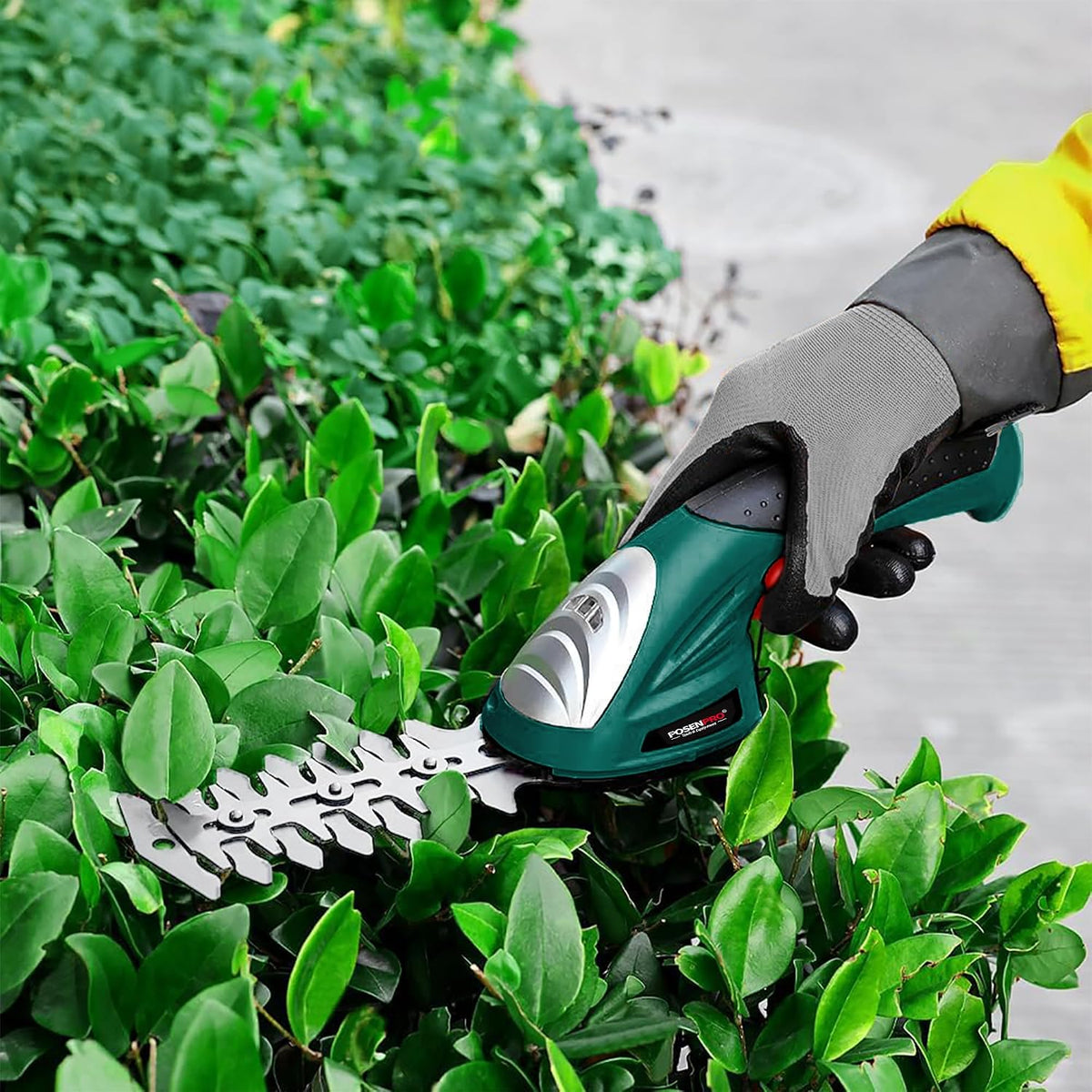 POSENPRO 7.2V Cordless 2-in-1 Hedge Trimmer Grass Shrub Shear Lithium-Ion