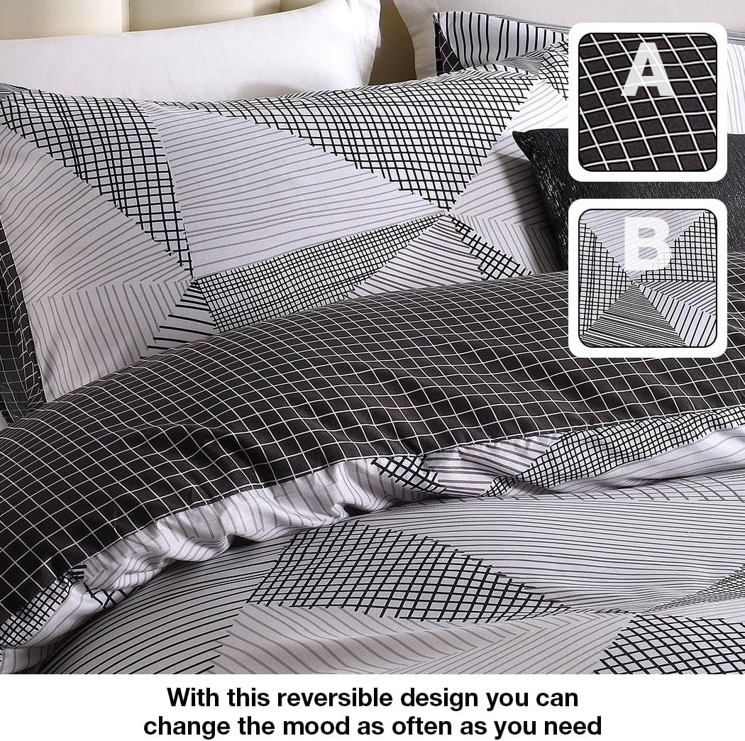 Lekesky King Size Duvet Cover Set, 3pc Microfibre Grey