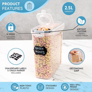 Nuovva Airtight Cereal Storage Containers Set, BPA Free Kitchen Organiser