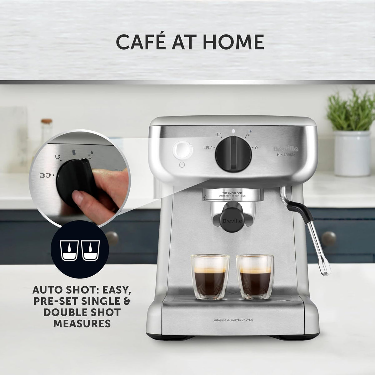 BREVILLE VCF 125 Barista Mini Espresso, Latte and Cappuccino Coffee Machine 2L