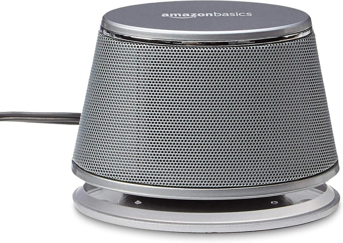 Amazon Basics Stereo 2.0 PC/Laptop Speakers, 3.5mm Aux, USB-Powered, Silver