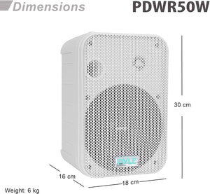Pyle 2-Way Speaker System Pair 500W, Universal Mount, Indoor/Outdoor (White)
