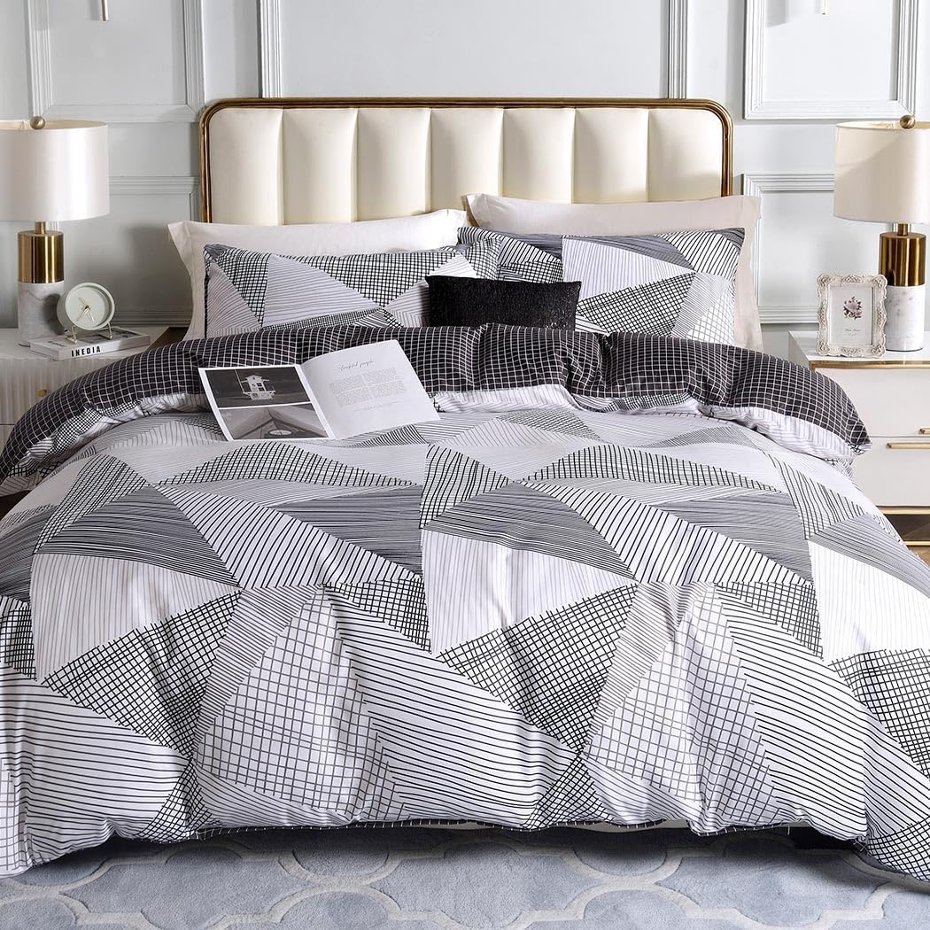 Lekesky King Size Duvet Cover Set, 3pc Microfibre Grey