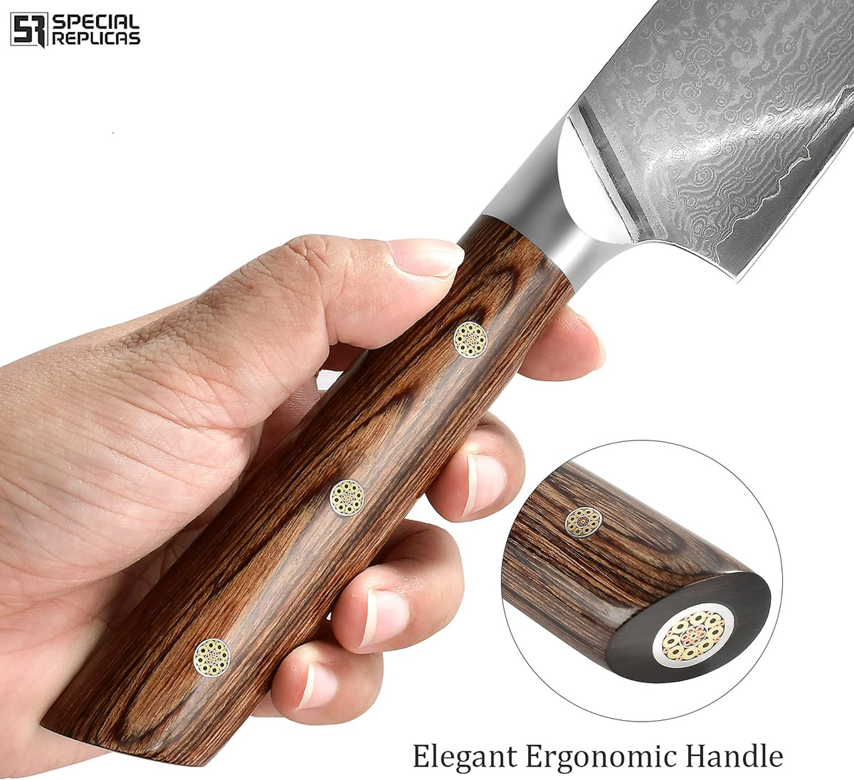 Damascus Steel Kitchen Knife 20cm with Sharpener & Gift Box