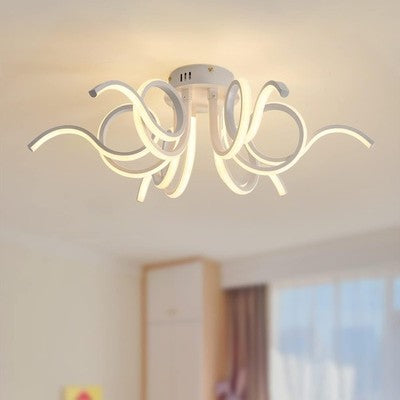 minifair 6-Light Dimmable Semi Flush Ceiling Light Fixture White Modern
