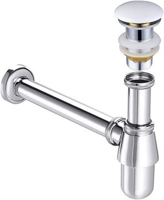Chrome Bottle Trap Basin Sink Waste Unslotted Click Clack Pop Up No Overflow