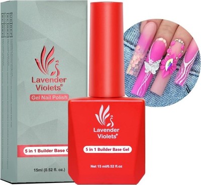2 Pack Lavender Violets Clear 5 In 1 Builder Base Gel 15 Ml Salon Quality A104