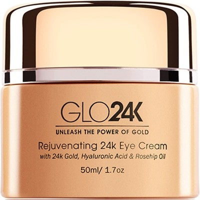GLO24K 24K Gold Eye Cream Anti Aging Hyaluronic Acid Vitamins Rosehip Oil