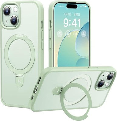 CASEKOO Magic Stand iPhone 15 Case MagSafe Compatible Protective Green Cover