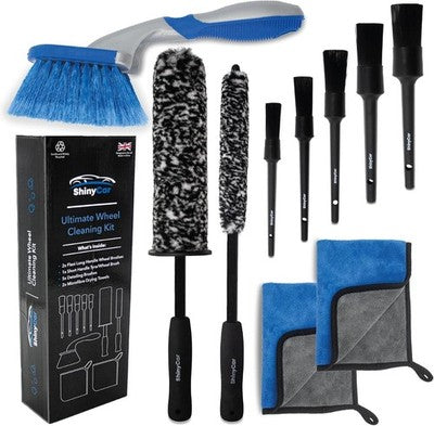 ShinyCar UK 10Pcs Car Wheel Cleaning Brush Kit Microfibre Detailing Set
