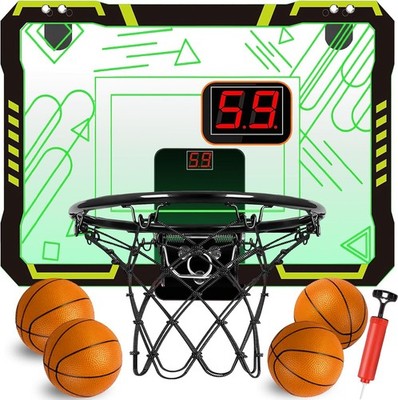 STAY GENT Mini Basketball Hoop Electronic Score 4 Balls Indoor Door Mount