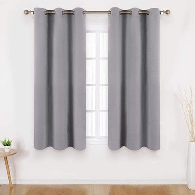 Homeideas Light Grey Blackout Curtains (2 Panels 46X54In) Thermal Eyelet Bedro
