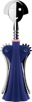 Alessi Anna G AM01 DAZ Design Corkscrew Chrome-Plated Zamak Blue