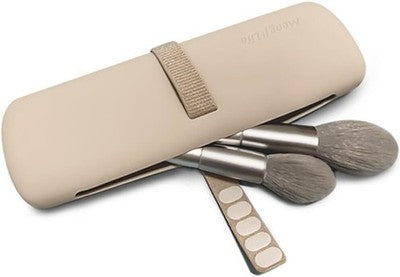 Large Silicone Travel Makeup Brush Holder (Khaki), Portable Brush Organizer