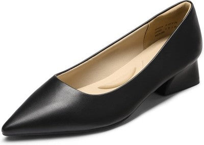 DREAM PAIRS Womens Chunky Heel Pointed Toe Work Pumps Black UK6 SDPU2321W