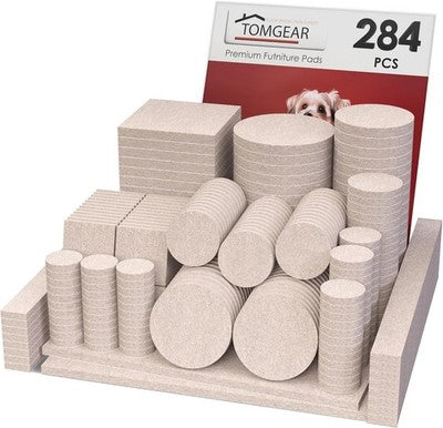 Tomgear 284X Felt Furniture Pads Self-Adhesive For Hardwood Floors - Beige