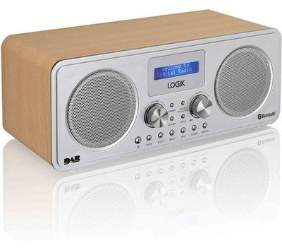 Logik L75DAB20 Portable DAB+/FM Bluetooth Radio - Silver & Wood
