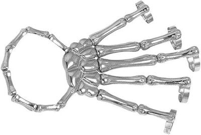 Chamqueen Skeleton Skull Hand Bracelet - Punk Wristband Silver