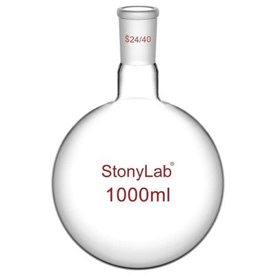 StonyLab 1000ml Round Bottom Flask 24/40 Single Neck Glass RBF 1L Lab