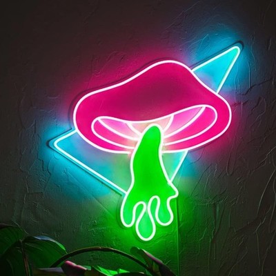 Ulalaza LED Neon Mushroom Night Light USB 5V Bedroom Living Room Decor