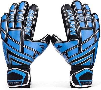 Malker Goalie Gloves - Fingersave, Double Wrist, Strong Grip, Blue Size 10