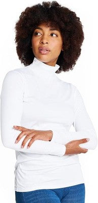 LAPASA Womens Thermal Underwear Top Mock Neck Base Layer Medium White