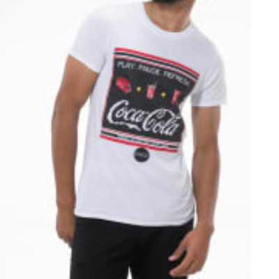 Coca - Cola Start -Short Sleeve T-Shirt, Unisex Size S - White With Logo