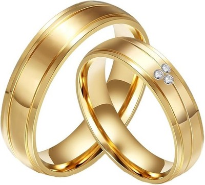 CARTER PAUL Couple's 18K Gold Plated CZ Ring, Women's Size P
