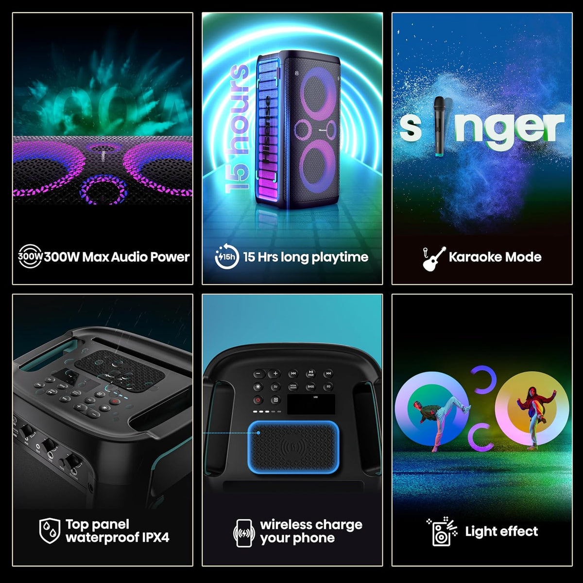 Hisense Party Storm Bluetooth Megasound Party Speaker - Black