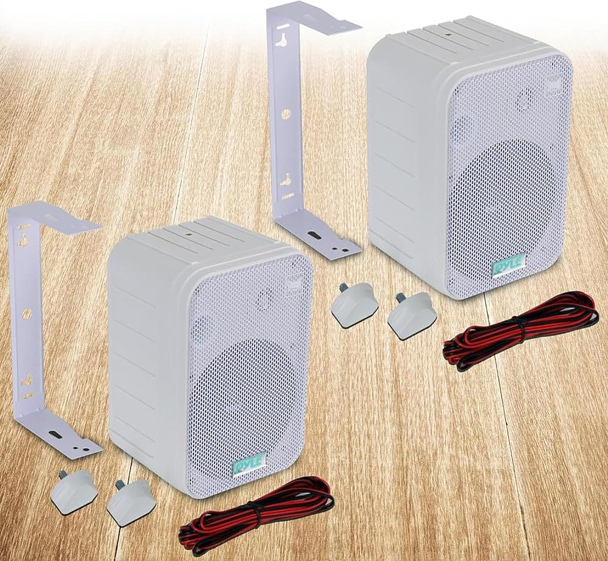 Pyle 2-Way Speaker System Pair 500W, Universal Mount, Indoor/Outdoor (White)