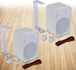Pyle 2-Way Speaker System Pair 500W, Universal Mount, Indoor/Outdoor (White)